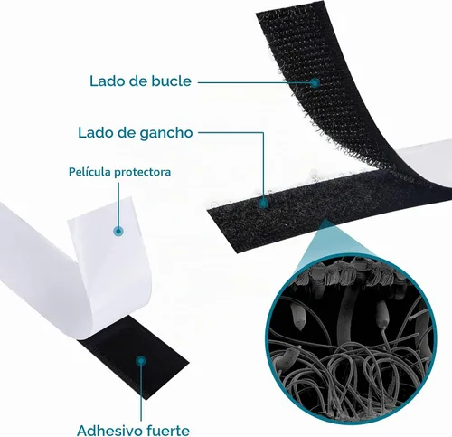 Vista 3 de Cinta de Velcro Autoadhesiva Negra de 0.75 Pulgadas x 82 Pies con Respaldo Adhesivo, Rollo de Sujeción, Tiras Autoadhesivas de Nailon de Servicio