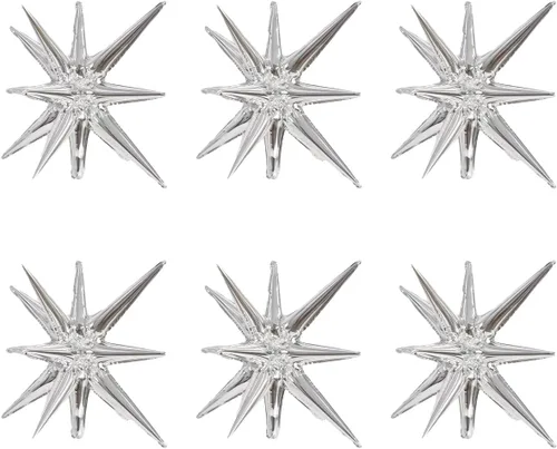 Vista 9 de 6 globos de papel de aluminio con forma de estrella de explosión de 22 pulgadas, globos de Mylar de 12 puntos, globos de punta grande para baile
