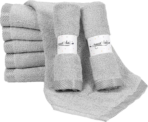 Vista 4 de Sweet Child Paquete de 8 paños para bebé, paño de rayón súper suave, paños de lavado para recién nacidos, bebés y niños, toallas de baño, toalla