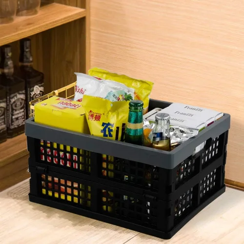 Vista 5 de Cajas plegables de plástico de 15 L, cajas plegables apilables, 4 paquetes