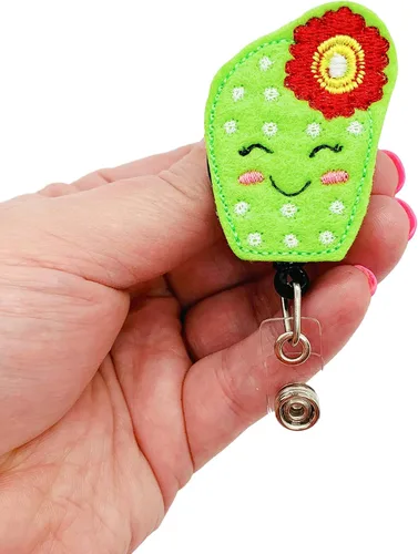 Vista 2 de Cactus Badge Reels Retractable, You Choose The Clip Type, Summer Badge Holder