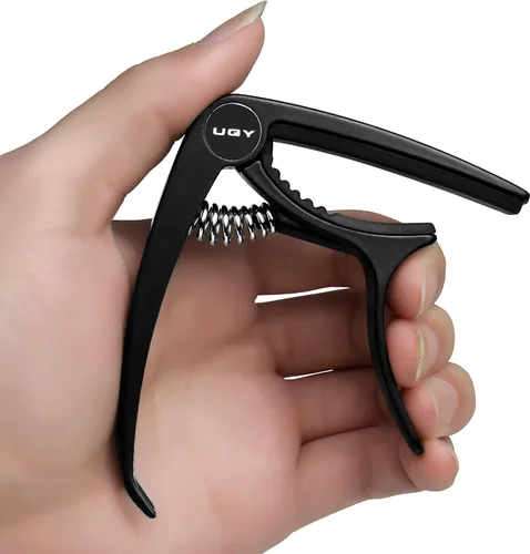 Vista 4 de Ugy Capo guitarra, Capo para guitarra acústica y guitarra eléctrica, cambio rápido capo & ukelele Capo (negro)