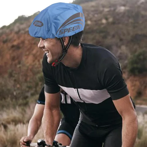 Vista 7 de Yimin Funda para cascos de bicicleta, impermeable, de alta visibilidad, reflectante, a prueba de polvo, transpirable, para bicicleta de montaña