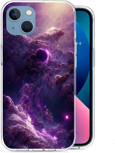 Vista 3 de Funda compatible con iPhone 12/iPhone 12 Pro – Funda estética Galaxy Beautiful Purple Space Design Case Soft TPU Slim Funda protectora de regalo