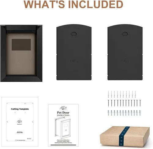 Vista 6 de Puerta extra grande para perro para pared, puerta resistente para perros con marco de aluminio y túnel telescópico, dos solapas magnéticas y dos