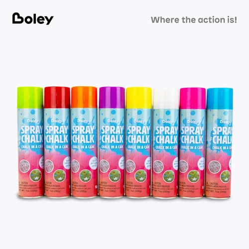 Vista 9 de Boley Tiza en aerosol, paquete de 8 pinturas en aerosol lavables de 7 onzas cada una, no tóxica, colores vibrantes al aire libre para pavimento