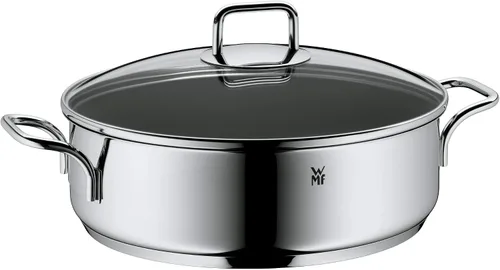 Vista 7 de WMF Sartén profesional para carnes de inducción de 9.4 in, ideal para sellar, material multicapa, control rápido del calor, sartén recubierta Negro