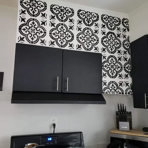 Vista 4 de 3 plantillas de azulejos de 12 x 12 pulgadas – Plantillas grandes de pintura para muebles de pared de suelo, tela de madera, plantillas de mandala