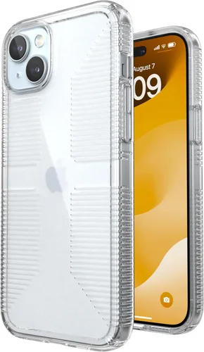 Vista 7 de Speck Funda transparente para iPhone 15 Pro, delgada, protección contra caídas, agarre, resistente a los arañazos, no se amarillea, funda