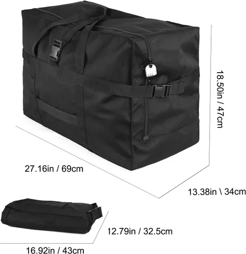 Vista 2 de RicoRich Bolsa de lona de viaje, bolsa de lona deportiva, equipaje de mano para fin de semanavacacionescampamentoplayatiendapesca, Negro -, Plegable