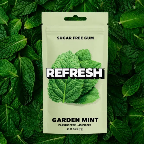 Vista 6 de Refresh Gum Garden Mint, goma de mascar de xilitol natural sin azúcar, 45