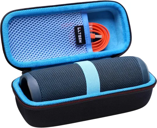 Vista 10 de LTGEM - Funda compatible con JBL Flip 7/5/6/Grip Altavoz Bluetooth portátil impermeable, bolsa de almacenamiento de viaje para oficina, color negro