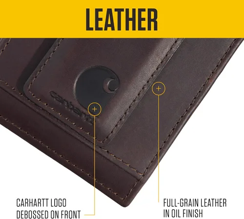 Vista 6 de Carhartt Carteras duraderas de cuero marrón aceitado, para hombre, disponibles en varios estilos