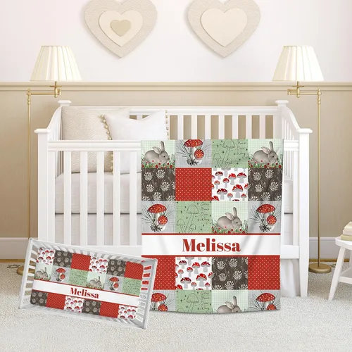Vista 15 de Juego de ropa de cama personalizado para cuna de bebé para niñas, juego de ropa de cama personalizada para cuna con nombre, ropa de cama colorida