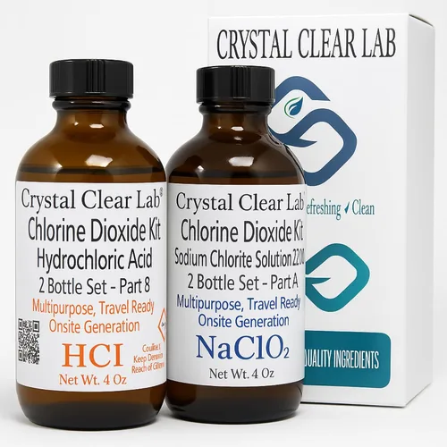 Vista 5 de Crystal Clear Lab Kit de dióxido de cloro Ácido clorhídrico 4-5% (HCl): solución de sodio (8 onzas) conjunto de líquidos