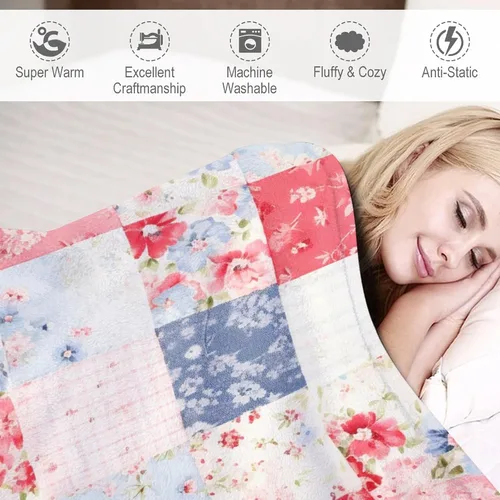 Vista 25 de Manta de verano con parches bohemios, vintage, bohemia, acogedora manta de franela para sofá, cama para niños y adultos, 30 x 40 pulgadas, manta