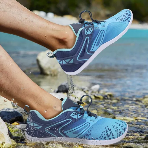 Vista 2 de L-RUN Zapatos de agua para hombre y mujer, zapatos de agua descalzos para senderismo, secado rápido, calcetines acuáticos para natación, buceo