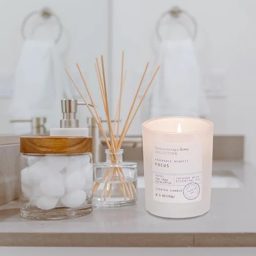 Vista 2 de Velas perfumadas de eucalipto y árbol de té, velas de té blanco de 8.5
