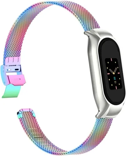Vista 10 de Correa de reloj de metal compatible con Fitbit Luxe/Luxe SE de acero inoxidable con marco de bisel protector con diseño de malla de correa de muñeca