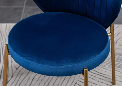 Vista 11 de Amoa - Juego de 2 patas de metal dorado contemporáneas con sillas de comedor tapizadas de terciopelo, color azul