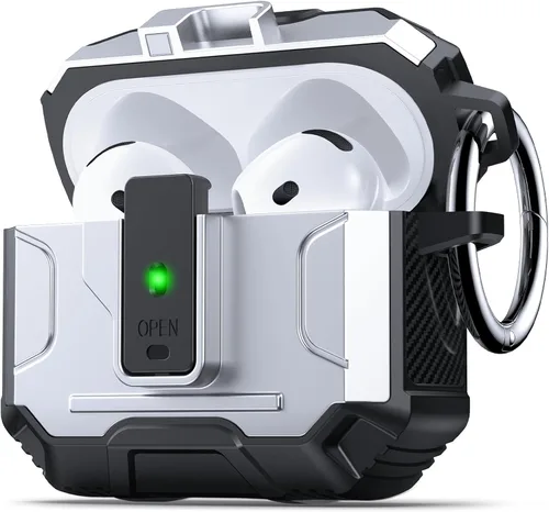 Vista 32 de DASFOND - Funda de armadura para AirPods de 2ª y 1ª generación, carcasa de cuerpo completo de grado militar a prueba de golpes, soporte de carga
