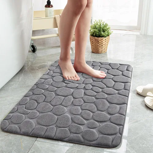 Vista 13 de Tapete de baño negro de secado rápido, 24 x 36 pulgadas, antideslizante, de espuma viscoelástica, lavable a máquina