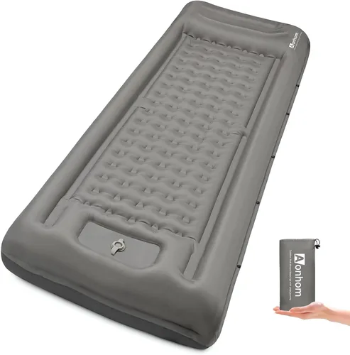 Vista 10 de Colchoneta inflable ultraligera de 5 pulgadas con almohada, bomba de pie incorporada, almohadillas de dormir inflables compactas para acampar