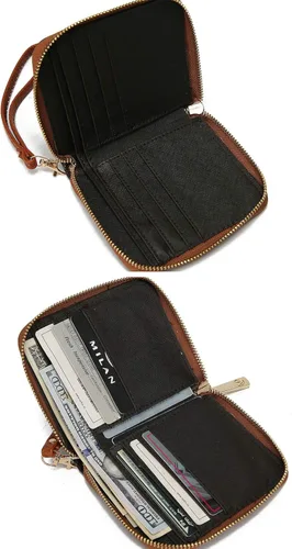 Vista 3 de MKF - Cartera de pulsera para mujer múltiples ranuras para tarjetas bolso de piel sintética correa extraíble