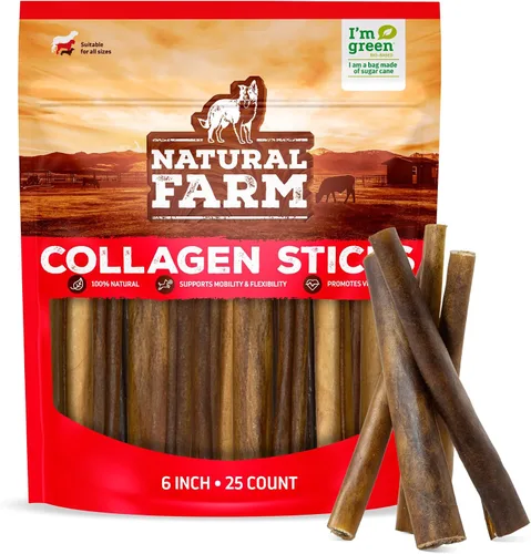 Vista 14 de Natural Farm Palitos de colágeno masticables para perros de 6 pulgadas, sin olor, 95% colágeno natural que apoya articulaciones saludables, piel