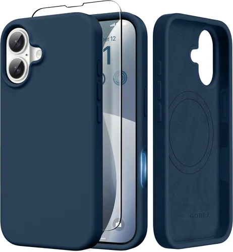 Vista 247 de GONEZ Funda magnética para iPhone 14, compatible con Magsafe, con protector de pantalla + protector de cámara, forro de microfibra antiarañazos