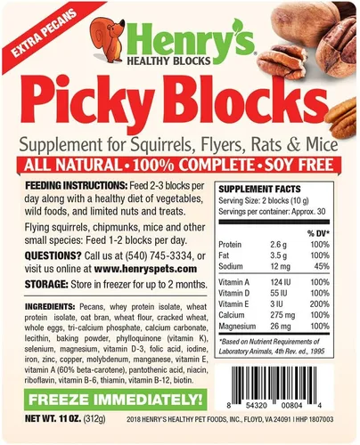Vista 2 de Henry's Picky Blocks Alimentos para ardillas, volantes, ratas y ratones
