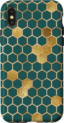 Vista 5 de Bees Honeycomb Pattern Print Honey Hexagon Bees Hive - Green Case for iPhone 17