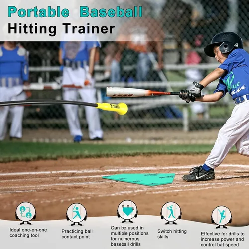Vista 2 de Hitting Stick Batting Swing Trainer, Batting Practice Equipment for Baseball and Softball, Ideal One-on-One Coaching Tool for Baseball 54