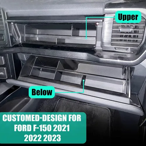 Vista 5 de Compatible con organizador de guanteras Ford F150 2021 2022 2023 2024 – Organizador de consola central, divisor de almacenamiento interno, caja
