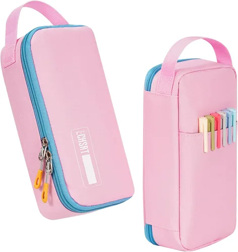 Vista 15 de ECHSRT Estuche grande para lápices, estético, portátil, con cremallera, bolsillo oculto, bolsa especial para hombres, mujeres y adultos, organizador