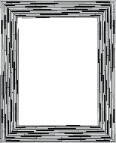 Vista 2 de Head West Espejo de tocador de mosaico negro con azulejos estriado de 24"x30" para pared de baño, espejo de vidrio rectangular impreso para sobre