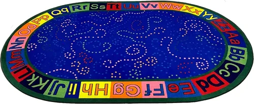 Vista 3 de KidCarpet Alpha Dots Circle Time ABC - Alfombra ovalada, 7 pies 6 pulgadas x 12 pies Puntos Alfa