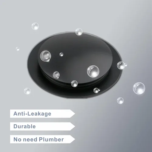 Vista 6 de Tapón de Desagüe de Bañera Negro Mate, Hidrop Tapón de Desagüe Universal Pop Up Tip Toe para Bañera, Se Ajusta de 1.375 a 1.5 Pulgadas, Reemplaza