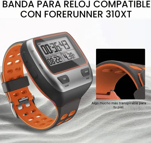Vista 3 de ANCOOL Correa de reloj compatible con Garmin Forerunner 310XT, correa de reloj de silicona suave de repuesto para reloj inteligente Forerunner Gris