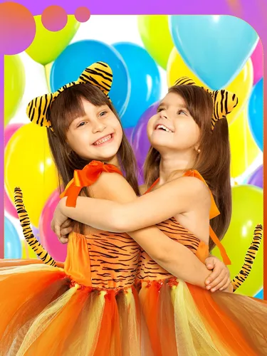 Vista 5 de Jiuguva Disfraz de animal de 4 piezas para Halloween, para fiestas infantiles, incluye tutú, diadema, orejas, corbatín y cola para cosplay (tigre)