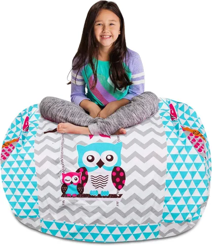 Vista 29 de Posh Creations Funda de puf para niños con almacenamiento para animales de peluche - Organizador de juguetes para niños, Mediano 68.58 cm - Lona