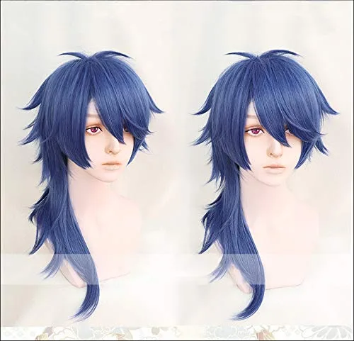 Vista 2 de Peluca corta de anime cosplay zafiro azul fiesta peluca de Navidad