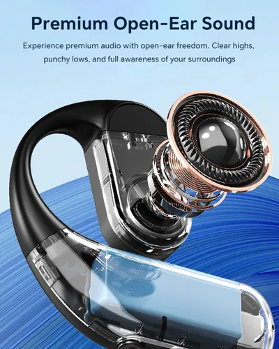 Vista 8 de Xmenha Auriculares inalámbricos con Bluetooth de una oreja para colocar sobre el oído abierto, auricular con manos libres, 180°, giratorio