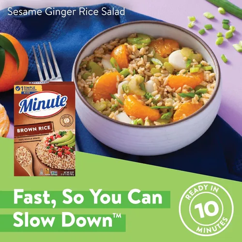 Vista 4 de Arroz integral Minute, arroz integral instantáneo para comidas rápidas, caja de 28 onzas
