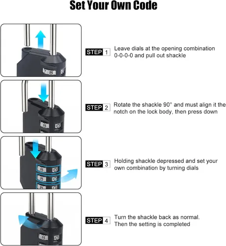 Vista 3 de Candados de combinación impermeables de 4 dígitos con código de combinación, cerradura de combinación de aleación de zinc para puerta, cajas