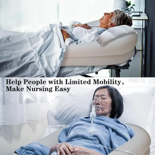 Vista 5 de Bañera inflable médica, cama portátil para pacientes geriátricos, ancianos, discapacitados, discapacitados, bañera de PVC para adultos con bolsa