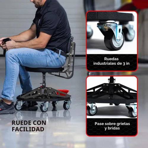 Vista 5 de Vyper - Silla deportiva de acero resistente para mecánica, asiento negro