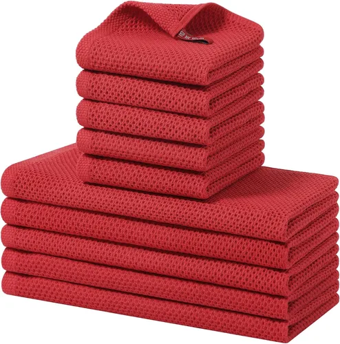 Vista 76 de Homaxy Juego de toallas y paños de cocina 100% algodón, 30 x 30 centímetros y 33 x 71 centímetros, juego de 8 toallas de cocina ultra suaves