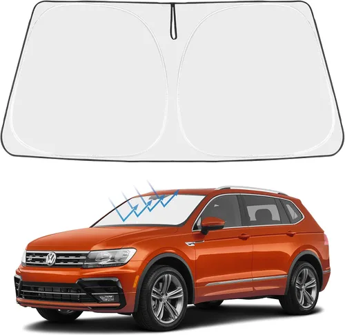 Vista 196 de Proadsy Parasol para parabrisas Rivian R1S 2022-2025 2026 de 4 capas plegable, protector de parasol frontal que bloquea los rayos UV, mantiene