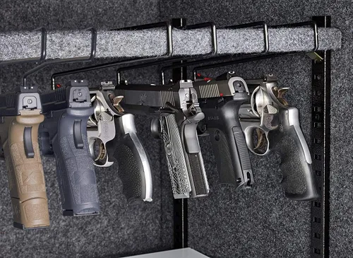 Vista 4 de StrongTools Percha para pistola, estante para pistola para estante seguro o estantería, organizador de pistolas para exhibiciones y gabinete
